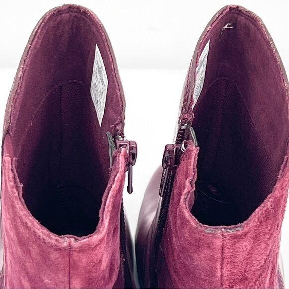Merrell Evera Fade Wine Burgundy Suede Leather Zip Block Heel Ankle Booties 7.5 - Picture 11 of 12